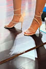 Georgie White Rhinestone Ankle Wrap High Heel Sandals