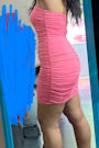 Exemplary Charm Pink Strapless Ruched Bodycon Mini Dress