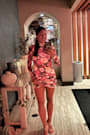 Prettiest Energy Pink Multi Floral Mesh Long Sleeve Mini Dress