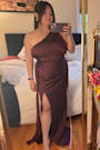 Signature Elegance Plum Purple Satin One-Shoulder Maxi Dress