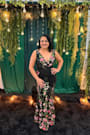 Soiree Blossom Black Floral Embroidered Mermaid Maxi Dress