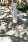 V.I.P. Treatment White Mesh Ruched Bodycon Midi Dress