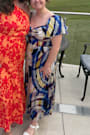 Authentically Yours Blue Multi Abstract Print Satin Midi Dress