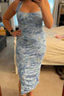 Janessa Light Blue Floral Mesh Bodycon Midi Dress