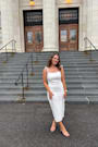 Romantic Celebration White Tie-Strap Bodycon Midi Dress
