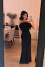 Evening Excellence Black Ruffled Strapless Mermaid Maxi Dress