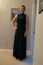 Classic Elegance Emerald Chiffon Sleeveless Mock Neck Maxi Dress