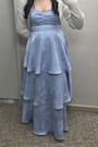 Prigette Light Blue Jacquard Tiered Maxi Dress