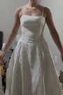 Annissa White Taffeta Drop Waist Lace-Up Maxi Dress