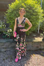 Soiree Blossom Black Floral Embroidered Mermaid Maxi Dress