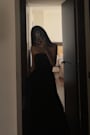 Gorgeous Essence Black Strapless Tiered Maxi Dress