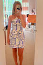 Madelia Blue Abstract Halter Mini Dress