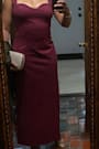 Samai Burgundy Cap Sleeve Bodycon Midi Dress