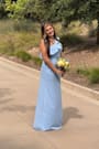 Last Forever Powder Blue One-Shoulder Ruffle Maxi Dress