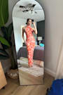 Frona Orange Floral Mesh Backless Maxi Dress