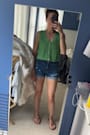 Aesthetic Ease Green Pierced Knit Button-Front Cropped Tank Top
