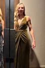 Beautiful Evenings Olive Green Velvet Twist-Front Maxi Dress