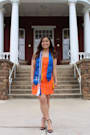 Sunny Glow Orange Embroidered Floral Sleeveless Mini Dress