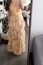 Niyati Yellow Floral Strapless Tiered Maxi Dress