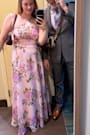 Romantic Marvel Light Pink Floral Print Halter Neck Maxi Dress