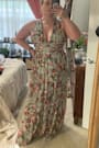 Leora Sage Floral Pleated Tiered Maxi Dress