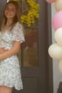 So True White Floral Print Tiered Short Sleeve Mini Dress