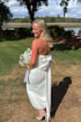Fabulous Phenomenon White Strapless Bow Midi Dress
