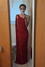 Carmenza Red One-Shoulder Sash Maxi Dress
