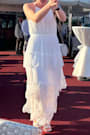 Came For Cocktails White Pleated Tiered Lace Maxi Dress