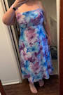 Radiant Feelings Blue and Purple Floral Chiffon Midi Dress