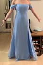 Magical Magnetism Light Blue Off-the-Shoulder Maxi Dress
