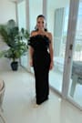 Evening Excellence Black Ruffled Strapless Mermaid Maxi Dress
