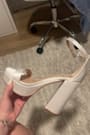 Arrabella Ivory Satin Platform Ankle Strap Heels