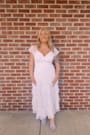 Graceful Darling White Lace Flutter Sleeve Tiered Midi Dress