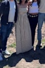 Exceptionally Pristine Brown and Cream Striped Cutout Midi Dress