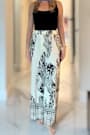 Gaia Ivory and Black Boho Print Wide-Leg Pants
