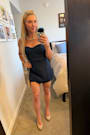 Opaline Navy Blue Strapless Skort Romper