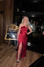 Dreaming of Elegance Wine Red Satin One-Shoulder Maxi Dress