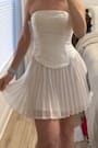Laubrey White Floral Jacquard Mini Dress and Scarf Set