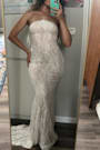 Valeria White Lace Strapless Bustier Maxi Dress