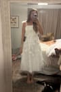Effortlessly Sweet White Tulle 3D Floral Tie-Strap Midi Dress