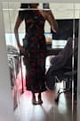 Jules Black Multi Floral Satin Two-Piece Midi Dress
