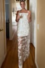 Cassie White Sequin Embroidered Sheer Hem Maxi Dress