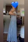 Loveliest Looks Dusty Blue Floral Jacquard Tie-Strap Midi Dress