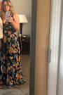 Heavenly Hues Dark Blue Floral Maxi Dress