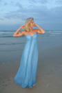 Irina Blue Lurex Plisse Sleeveless Maxi Dress