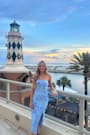 Kattalin Light Blue Floral Applique Strapless Midi Dress