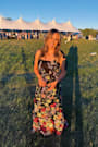 Thriving Poise Black 3D Floral Embroidered Tie-Strap Maxi Dress