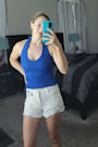 Emelina Blue Floral Jacquard Halter Top