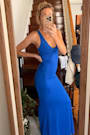 Cazy Royal Blue Jersey Knit Twist-Front Maxi Dress